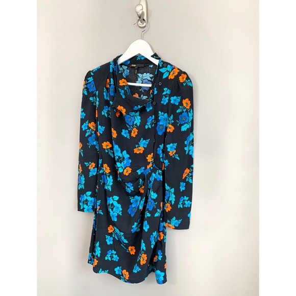 RARE MAJE Ripita Ruched Floral Long Sleeve Dress - Picture 13 of 16